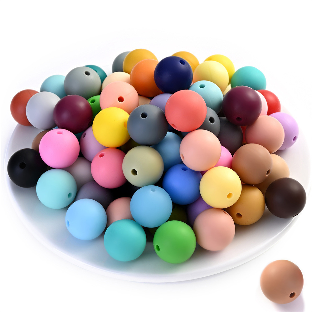 Factory stock custom-made silicone 12mm round beads, loose beads, string beads jewelry accessories, candy-colored silicone beads baby jewelry Item Picture