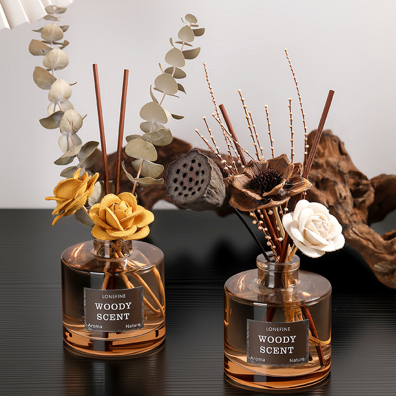 Coffee-colored autumn dried flower Diffuser, flameless diffuser, rattan fragrance, home, export, cross-border fragrance details Picture
