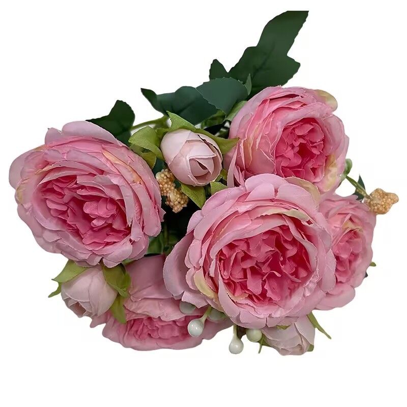 仿真花DIY发饰配件/仿真花/5朵塑膠花/假花/假花批发白底实物图