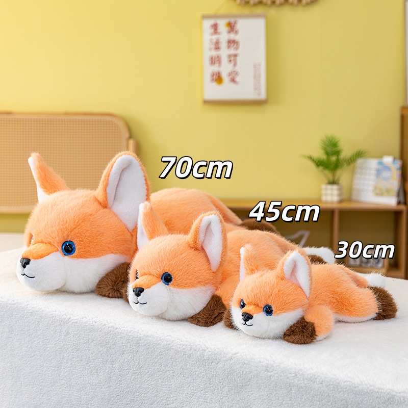爆款可爱趴姿狐狸仿真动物跨境内带颗粒毛绒玩具公仔礼物玩偶批发产品图