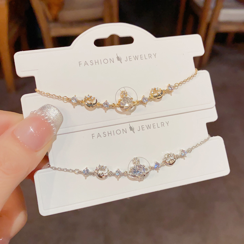 Cross-border exquisite, super shiny, fully diamond-encrusted Saturn bracelet, a niche, fashionable, light luxury and versatile design accessory from the original manufacturer