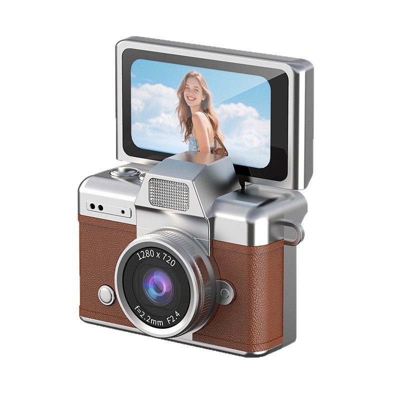 Cross-border thumb flip screen mini camera, a retro ccd high-definition portable small camera for students on campus Item Picture