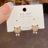 s925 silver needle, a niche and fashionable design, full diamond cat stud earrings, feminine charm, simple and small, versatile earrings and earrings details Picture