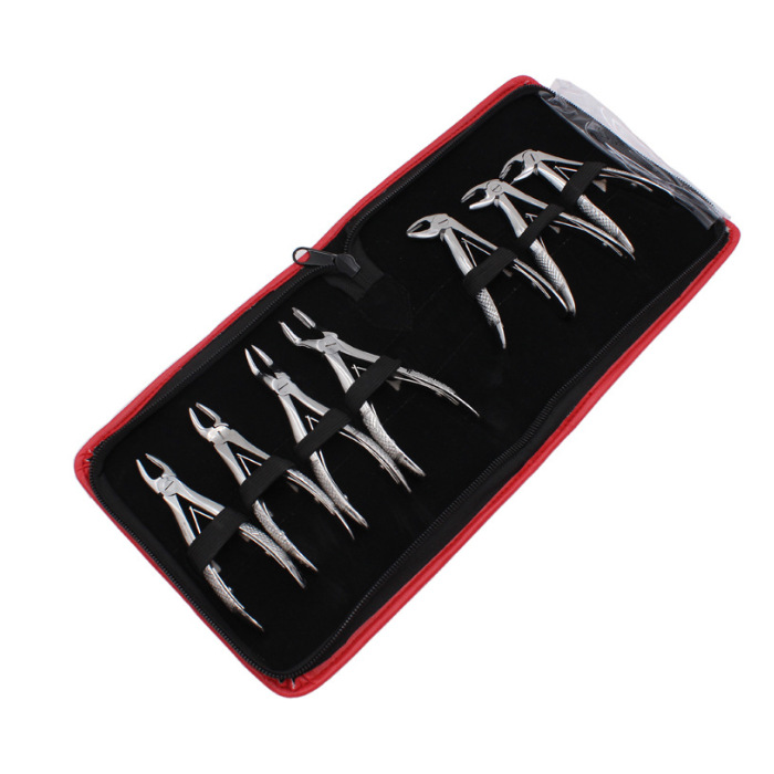 Cross-border exclusive dental tooth extraction tools, stainless steel tooth extraction pliers 10-piece set with storage bag, orthodontic pliers, dental pliers Application Scenario
