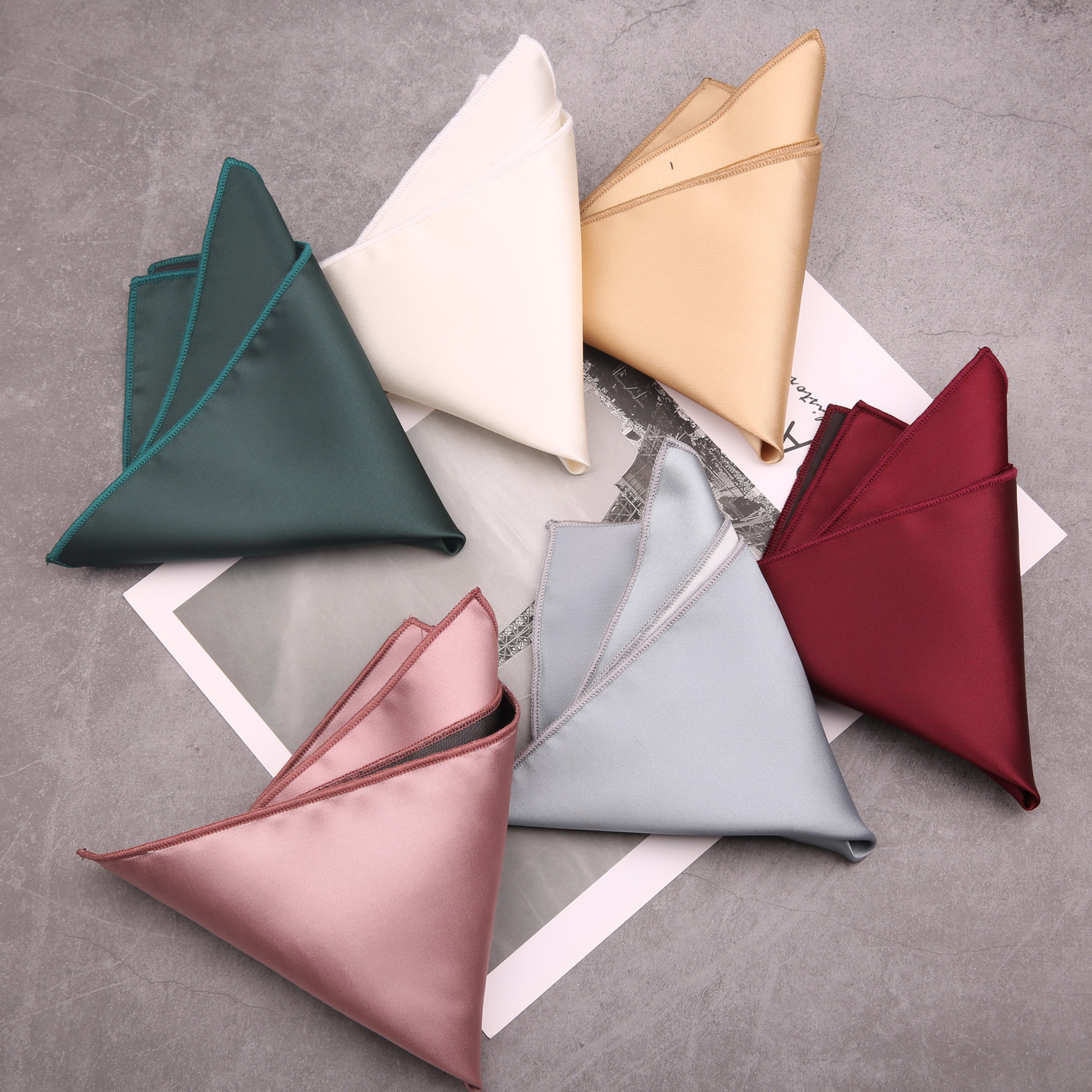 Men's small square scarf, suit, pocket scarf, dress, chest scarf, solid color suit, wedding black, Burgundy, off-white, coffee