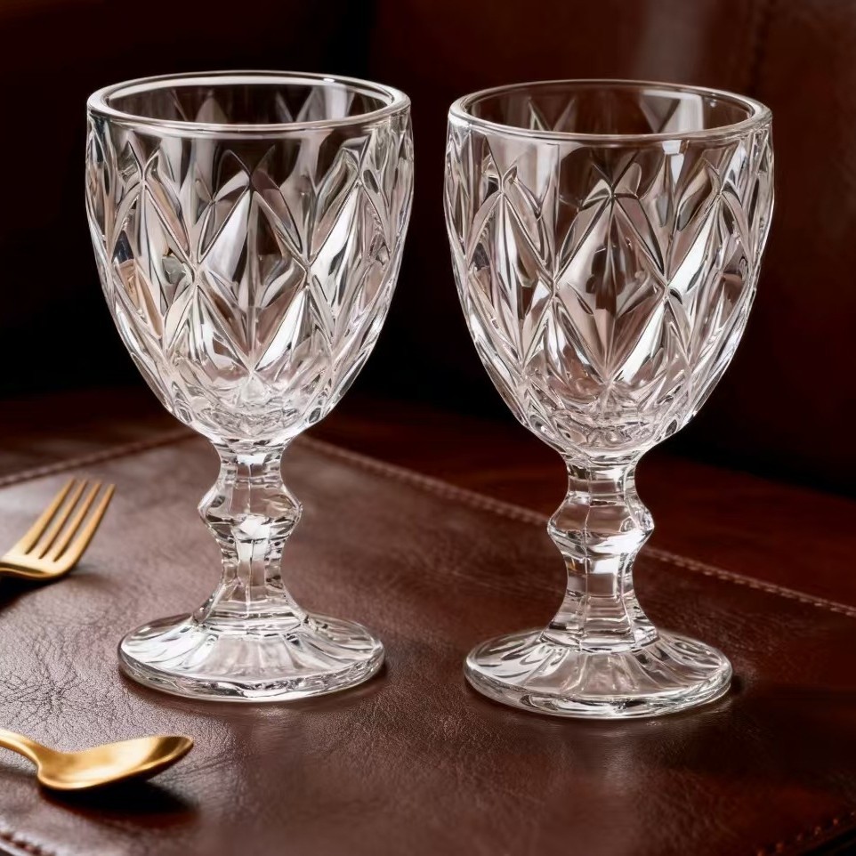 High-quality transparent glass cups, champagne cups, beverage cups, juice cups, glass goblets, large-capacity glass goblets, design sense ins wine glasses details Picture