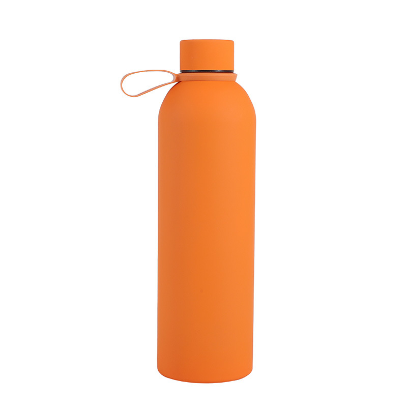 大容量304不锈钢小口瓶保温杯 运动水壶 车载便携磨砂水杯750ml白底实物图