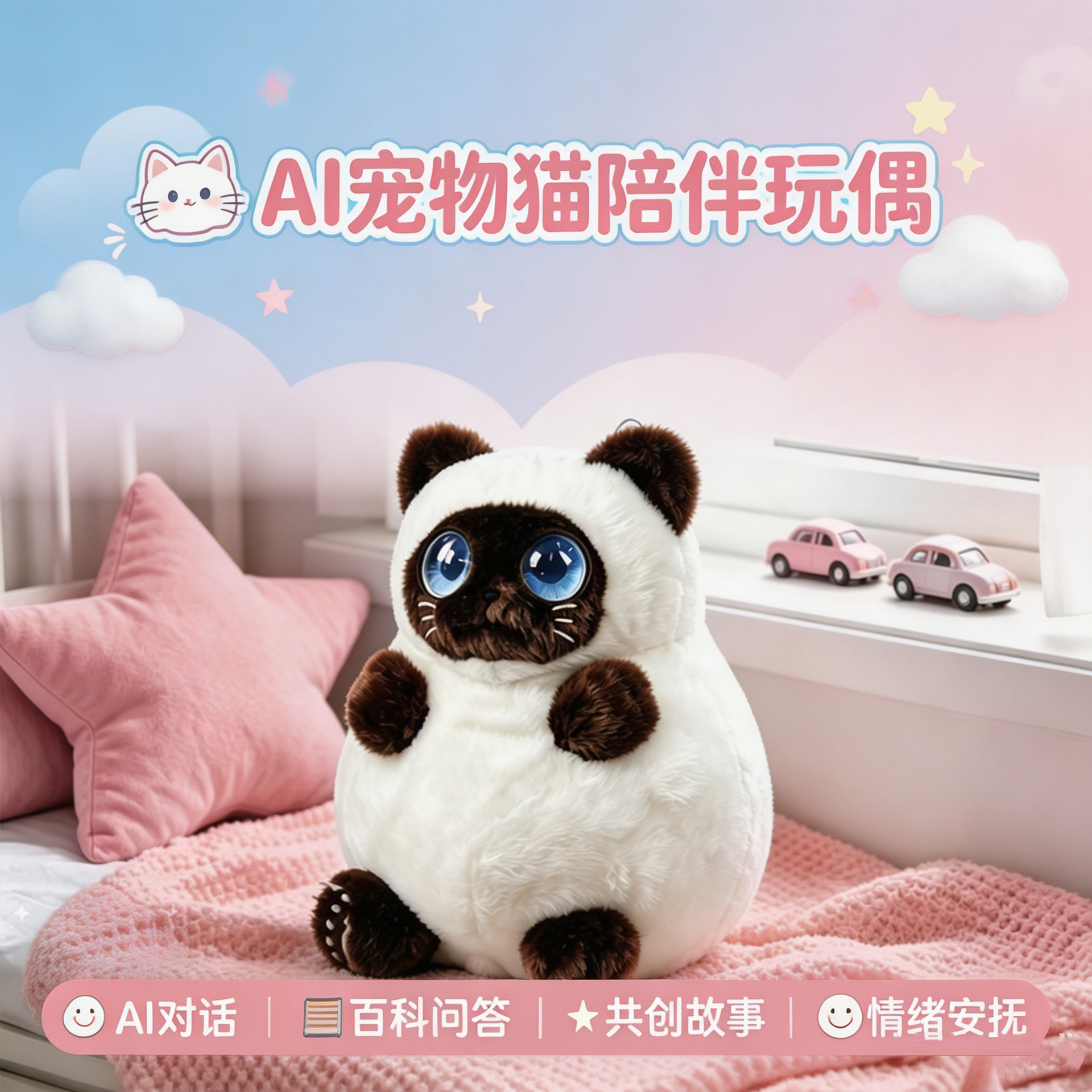 Cross-border intelligent ai plush toys, cat dolls, emotional companionship, robot dialogue, early education dolls, children's creative national trend details Picture