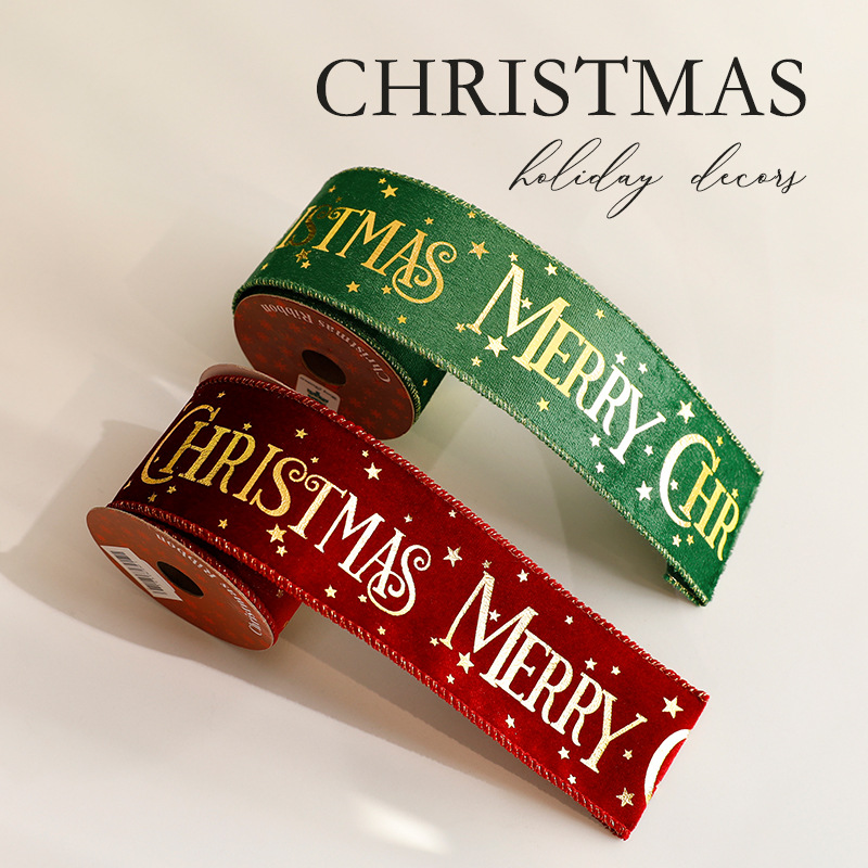 Christmas decorations, Christmas gifts, ties, decorations, printed satin, gilded webbing, ribbons Application Scenario