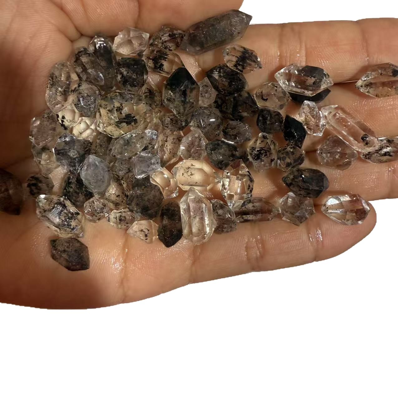 Natural crystal Sparkling Spirit Diamond, crystal rough stone, Double pointed column Helkimon Double pointed column white crystal Double head diamond DIY matching Item Picture