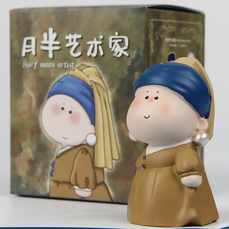 宝贝故事月半艺术家盲盒手办公仔桌面车载树脂摆件工艺品创意礼物细节图