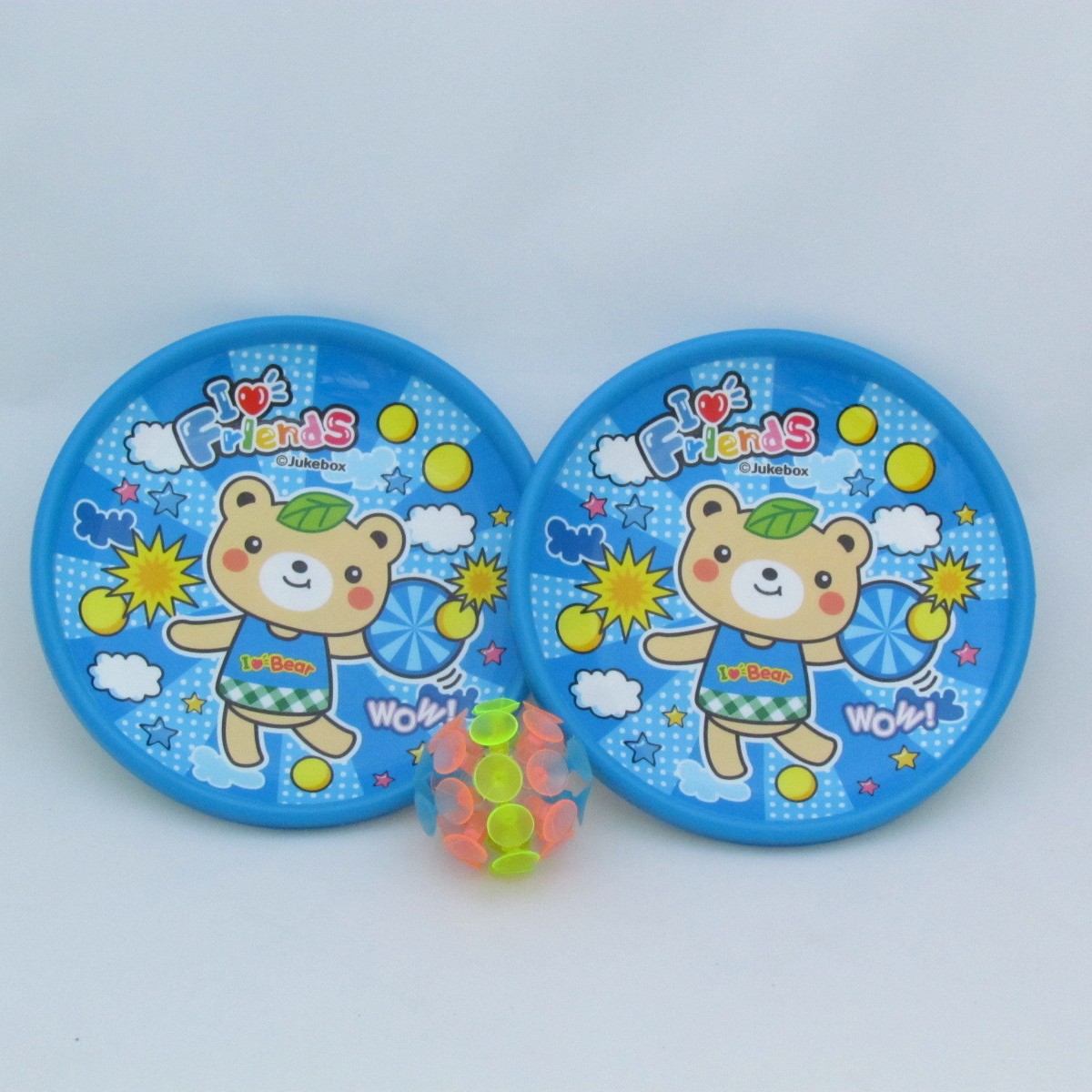 生产亲子儿童解压游戏运动玩具发光吸盘球PVC粘粘球手抛球粘靶球白底实物图