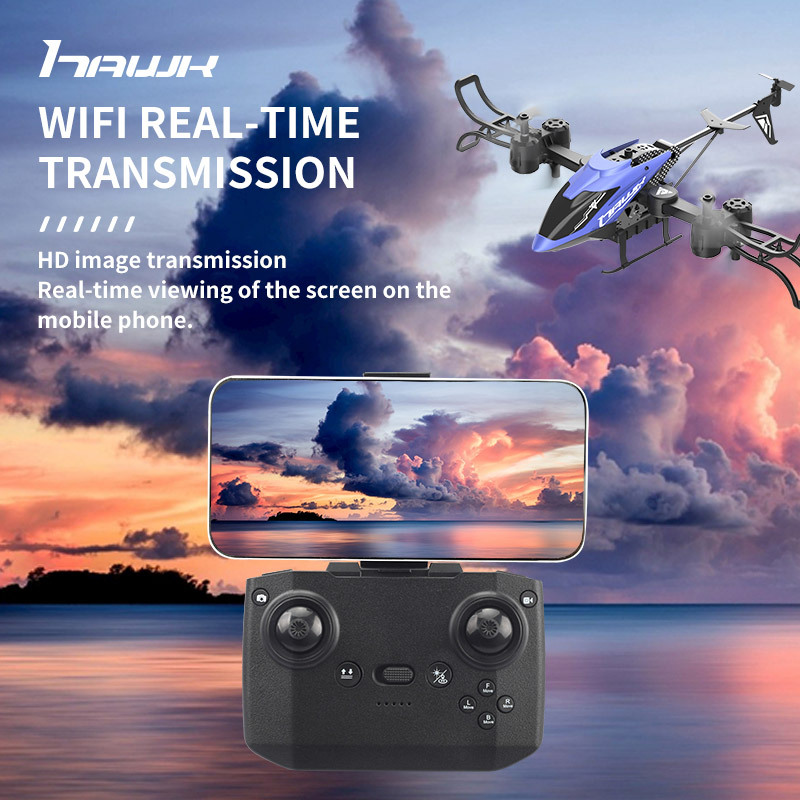 Cross-border remote-controlled folding helicopter aerial photography with WiFi camera remote-controlled four-axis folding stunt drone toy