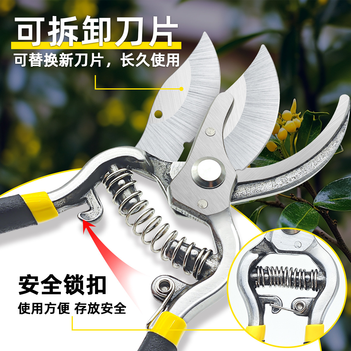 Holsen high-carbon steel professional pruning shears, plastic-coated handle, garden branch shears, gardening shears, fruit tree branch shears manufacturer Application Scenario