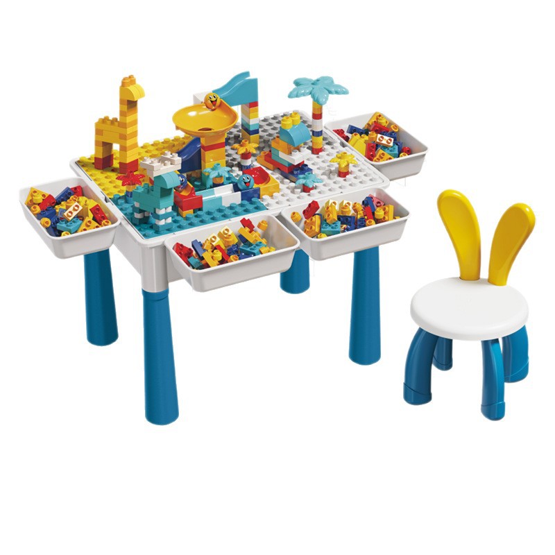 The new multi-functional building block table with large particles is compatible with Lego kindergarten assembly children's early education and intelligence activity gifts Item Picture