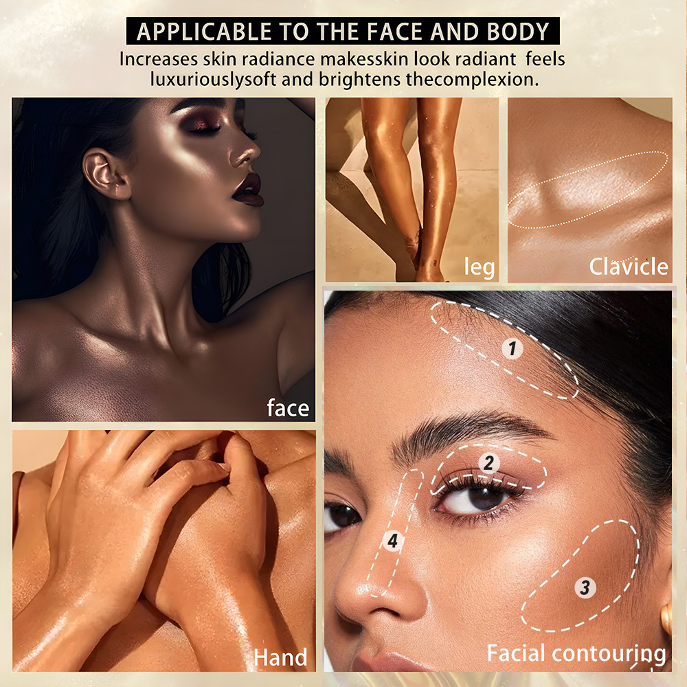 【 Cross-border Exclusive Supply 】QICIY+ 5-color Highlighter Waterproof, Sweat-proof, Skin-Enhancing and tanning Highlighter Wholesale Application Scenario