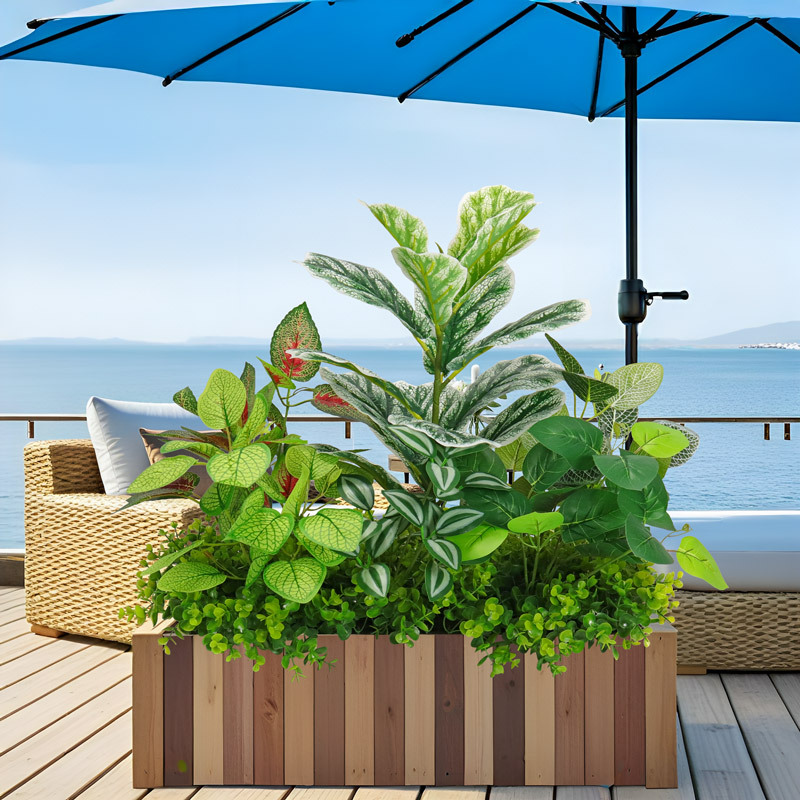 Artificial green plant landscaping combination, tropical plant partition, flower trough and flower box arrangement, bionic artificial flower indoor landscape decoration
