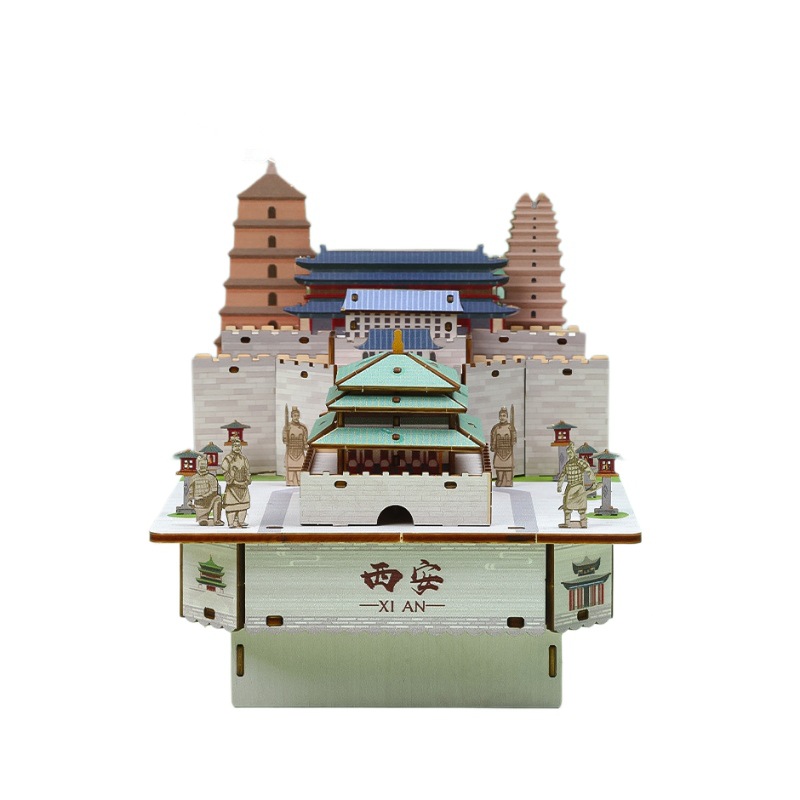 Chaotong Cultural and Creative's ancient capital Xi 'an music box Creative 3d stereoscopic architectural ancient-style assembly gift model decoration, national trend Item Picture