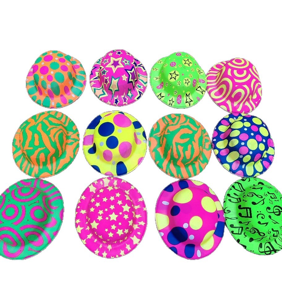 Cross-border party, ball, makeup, ball, festival supplies, PVC plastic fluorescent round hat factory direct sales, fluorescent Item Picture