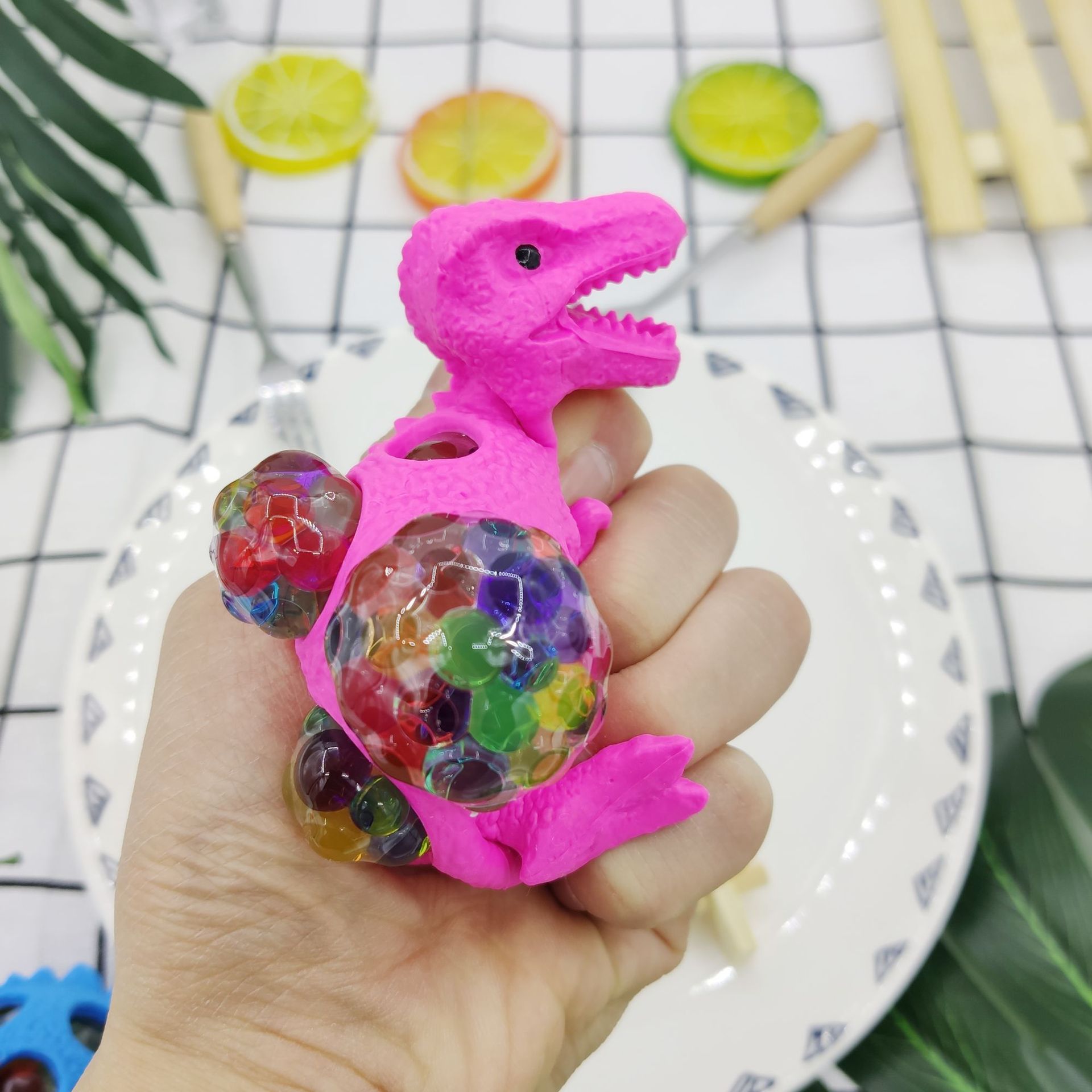 Dinosaur venting balls, dinosaur colored beads, grape balls, TPR venting balls, factory direct sales, venting toys, Pinching fun Specification image