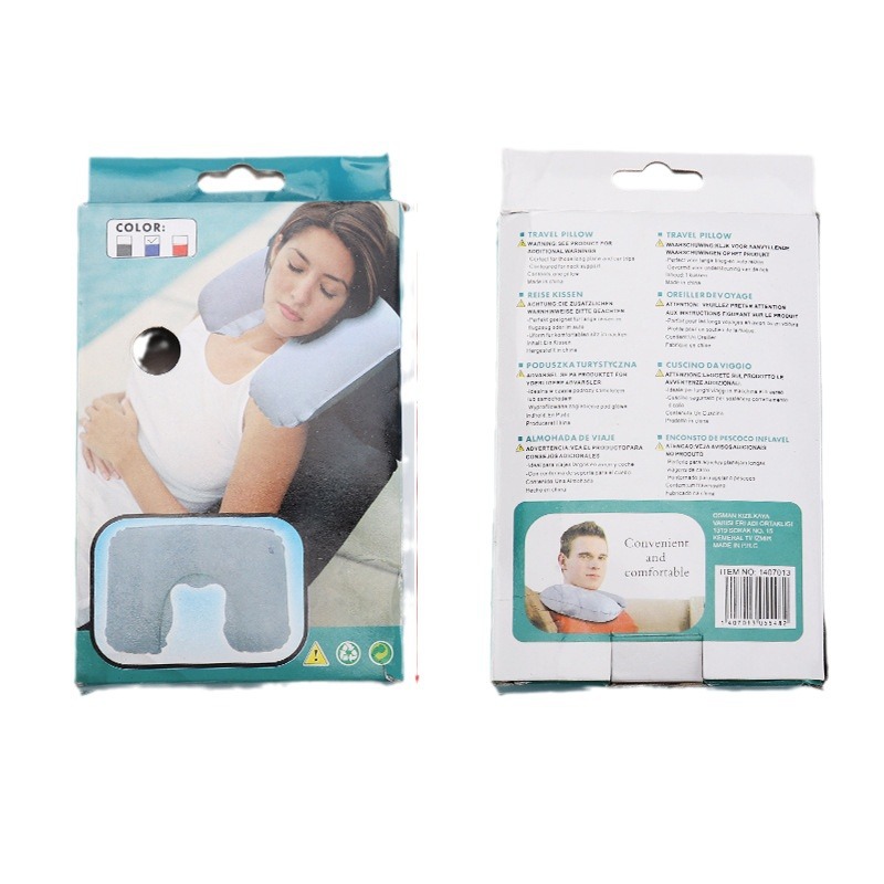 Inflatable pillow U-shaped U-shaped pillow, three treasures for outdoor travel and tourism, PVC flocked camping airplane pillow Item Picture