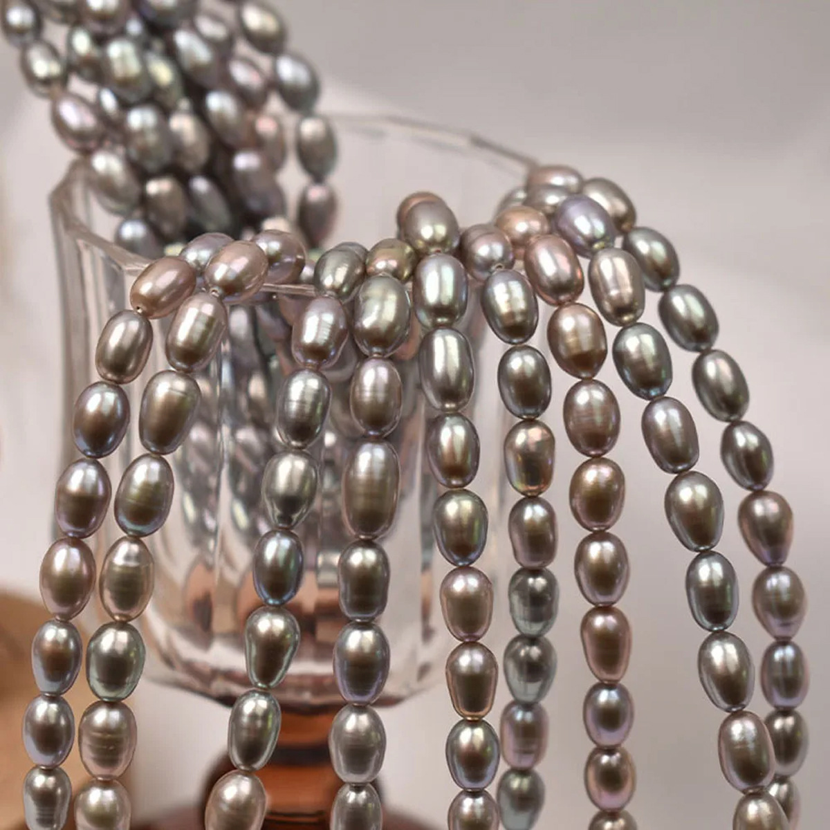 天然淡水珍珠AAA级米珠 灰色 无瑕品质超好串珠 DIY串珠饰品