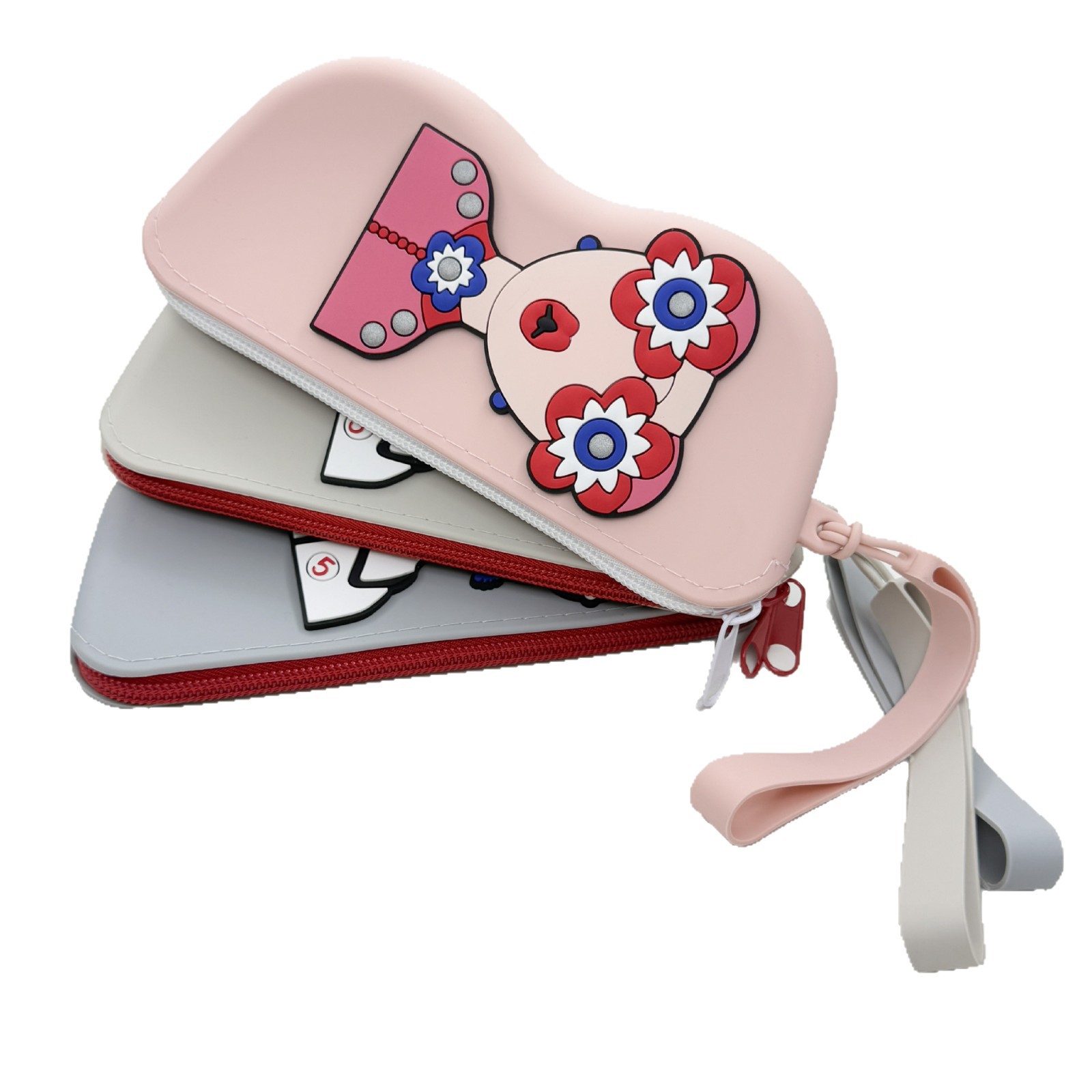 可爱墨镜收纳袋随身便携眼镜盒收纳包防摔硅胶收纳袋可挂眼镜包女                              白底实物图