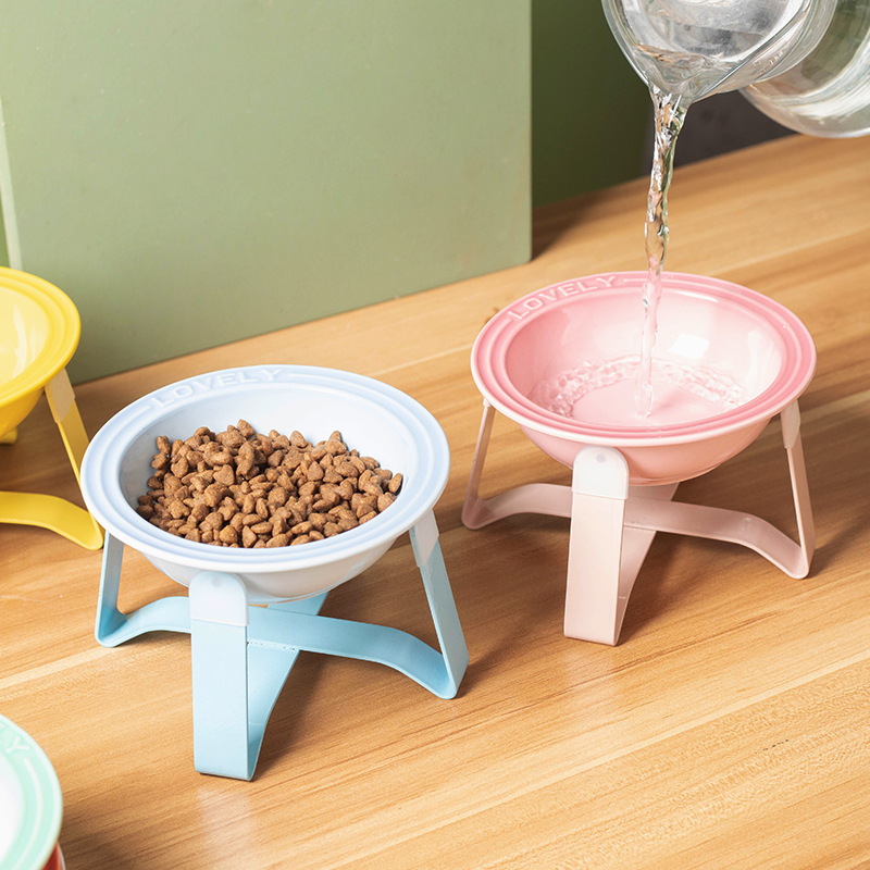 Wow, custom-made French cat bowl, pet bowl, ceramic cat bowl stand, protecting cervical vertebrae, cat bowl, small pet dog bowl Specification image
