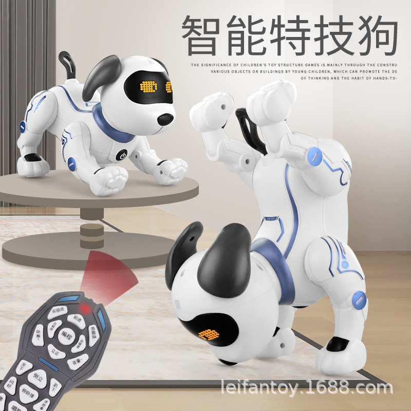 A new cross-camera bionic intelligent robot dog programming stunt simulation, capable of barking and walking, children's remote-controlled electric toy dog details Picture