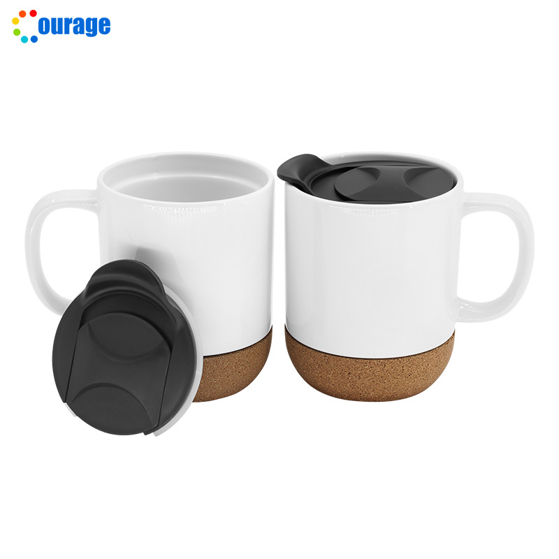 Modern and simple wooden ceramic cups, milk coffee cork mugs, creative DIY blank consumables wholesale Item Picture