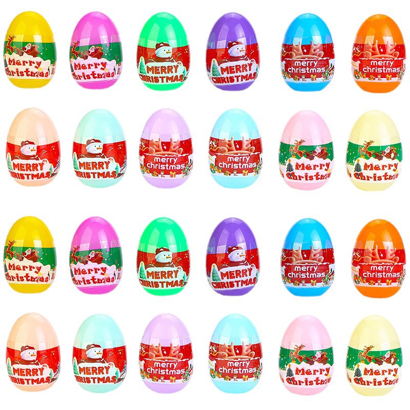 跨境圣诞节扭蛋玩具圣诞卡通小玩具幼儿园礼物圣诞节盲盒批发白底实物图