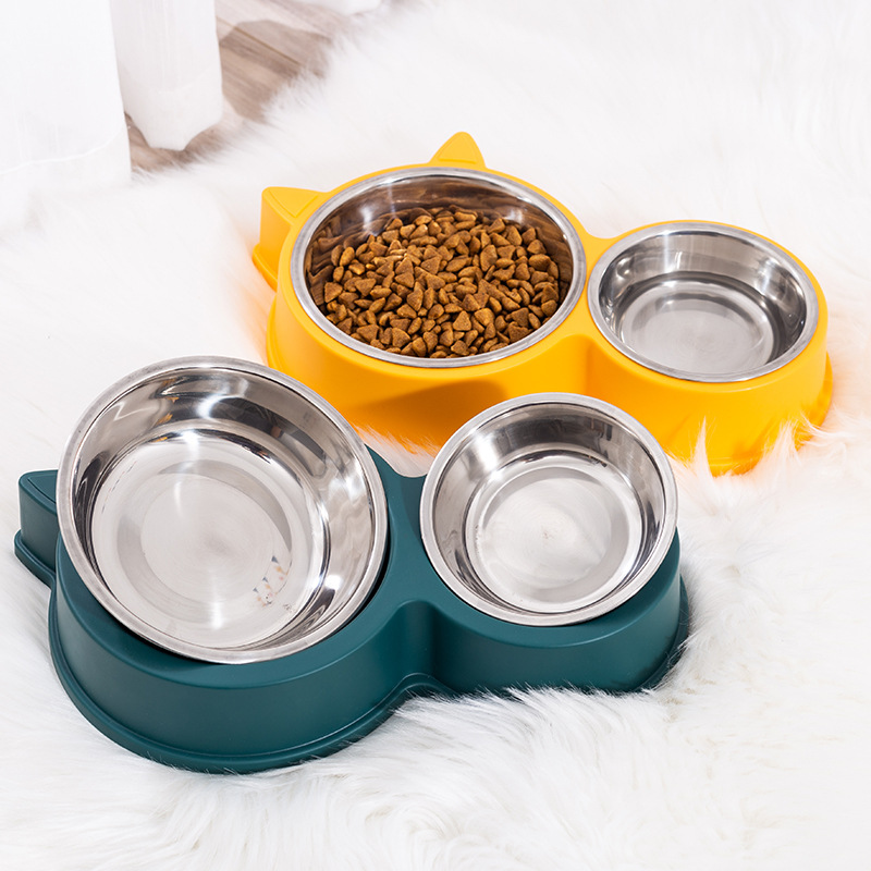 Rongka Pet Cross-border Dog Bowl, dog Basin, Cat Bowl, cat food Basin, dog anti-knock Double Bowl, cat and Small and medium-sized dog drinking and feeding integrated pet double bowl Application Scenario