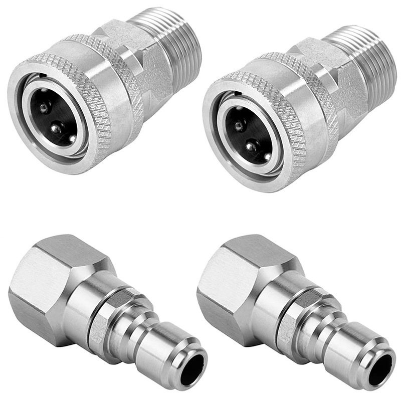 Discounted high-pressure car wash machine water gun M22 hole 14/15mm3/8 quick-connect stainless steel 360-degree rotating water pipe joint Item Picture