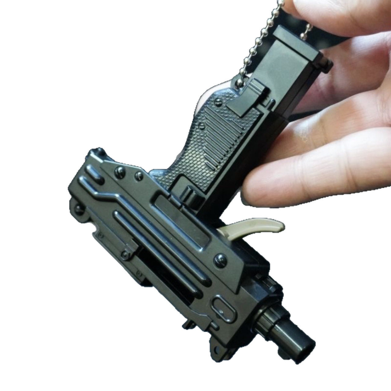 Mini pendant gun uzi keychain Men's Peace Elite Battle royale Gun peripheral metal pendant toy small gun Item Picture