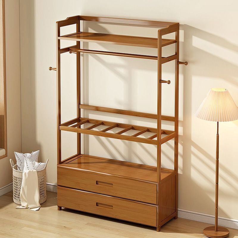 Wooden clothes hanger cabinet, mirror clothes hanger, movable bedside storage rack Specification image