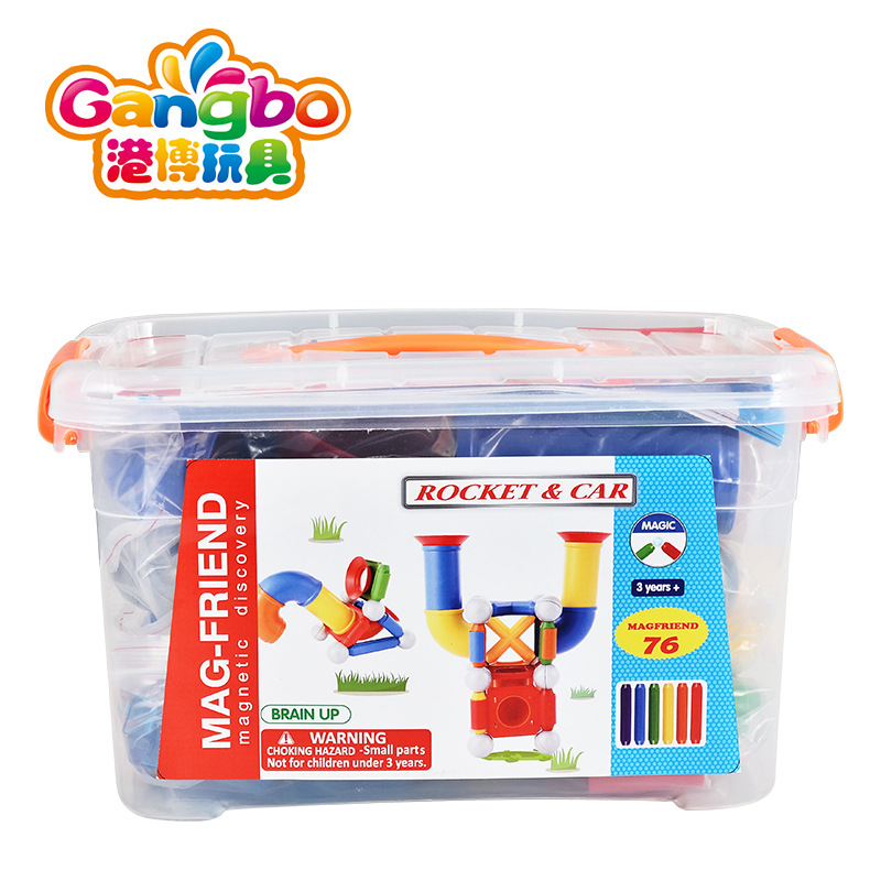 【 Processing and Customization 】76pcs magnetic pipe magnetic rod toys, children's early education airplane car building blocks wholesale Specification image
