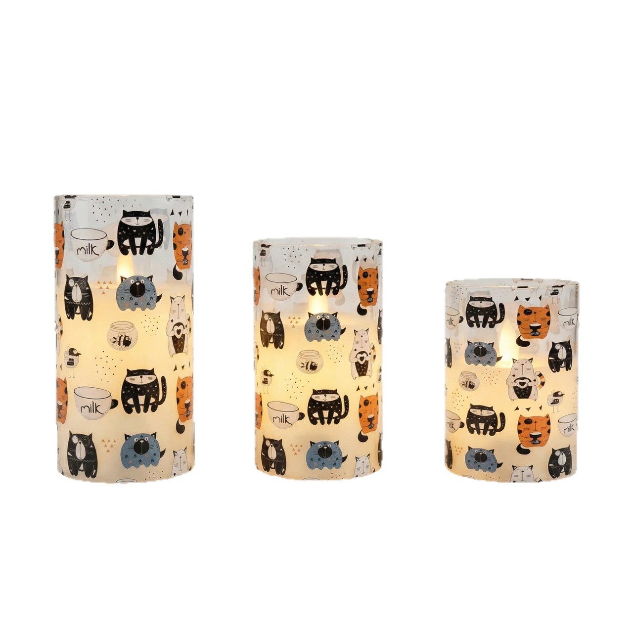 Uv-printed new MILK replaceable pattern luminous decorative candle 7.5 electronic candle factory direct sales Specification image