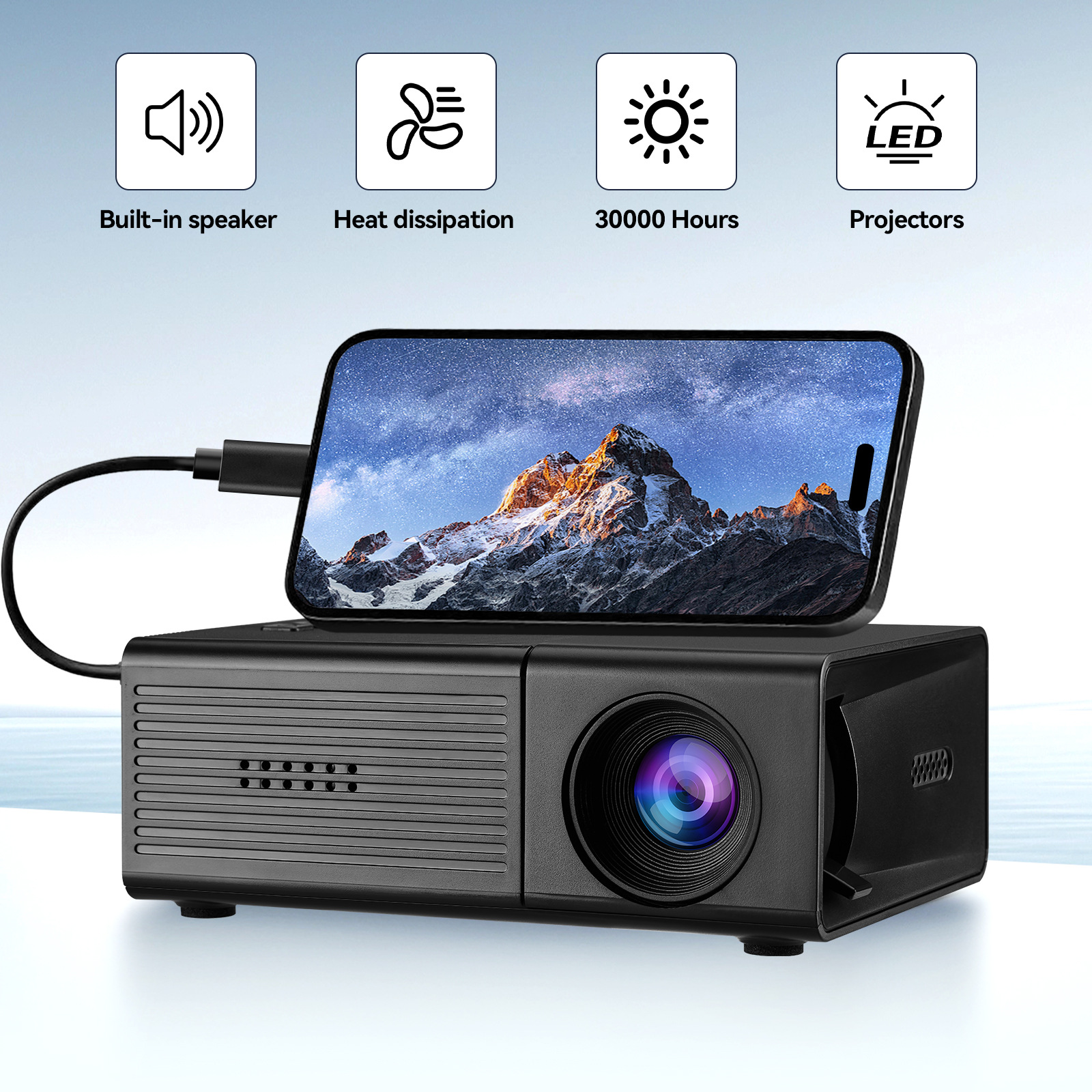 M3S新款跨境迷你投影仪家用便携LED微型投影机高清1080p厂家TEMU