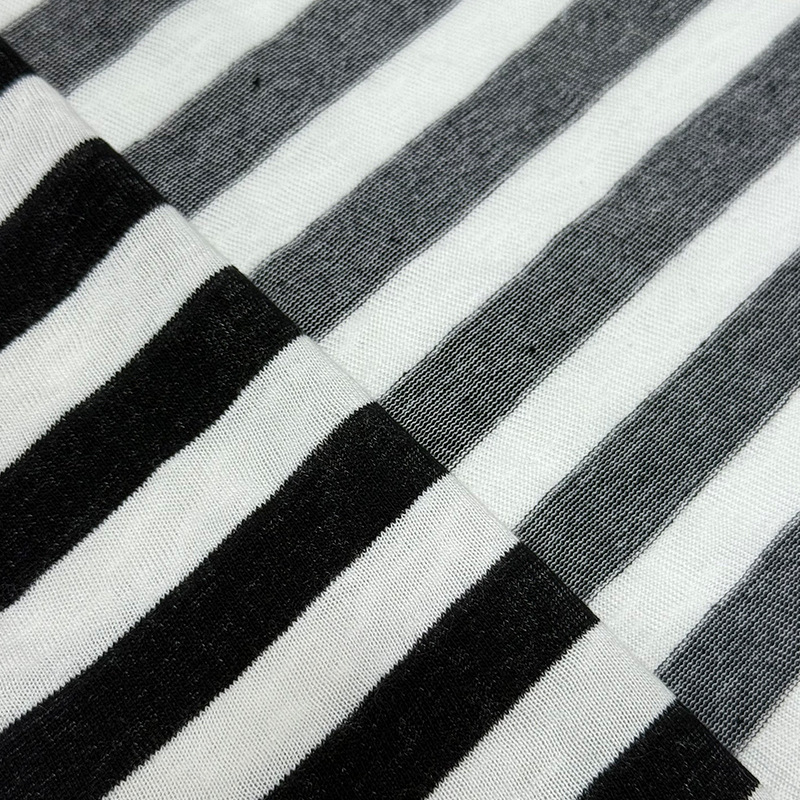 Snowflake bamboo joint cotton plain weave sweatshirt fabric, single-sided knitted coarse striped fabric, combed yarn-dyed base layer T-shirt fabric details Picture