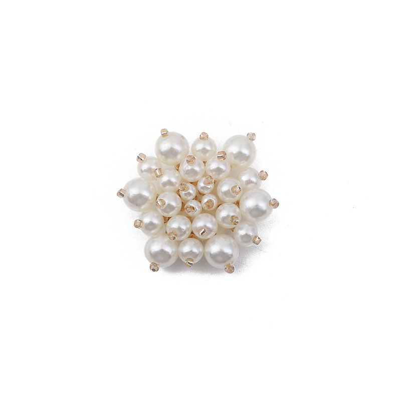 手工珍珠花DIY发夹配件串珠花朵耳饰发饰配饰布贴鞋花服装饰材料白底实物图