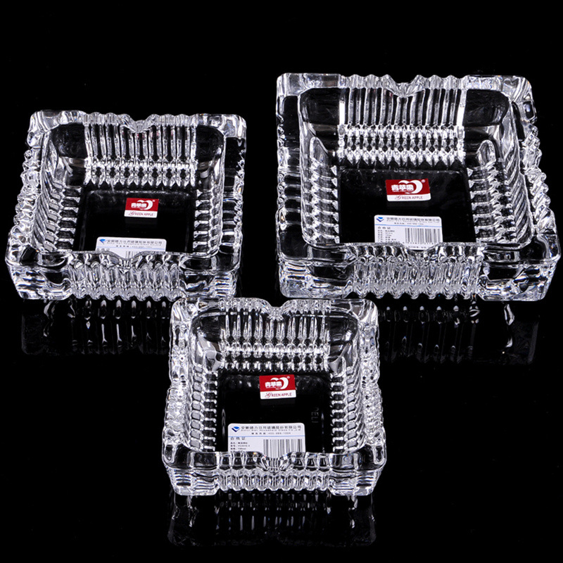Wholesale YG1016 green apple ashtray, creative glass ashtray, square glass ashtray as LOGO details Picture
