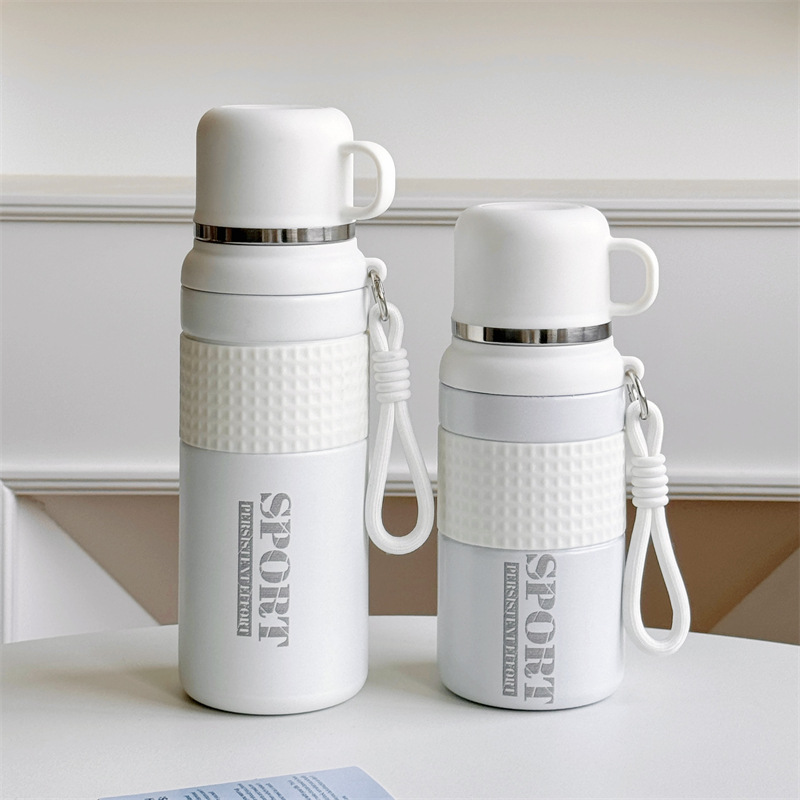 Star Dream Three-Drink Insulated Cup, large capacity 1000ml stainless steel straw insulated water cup, men's carrying rope, portable for going out details Picture