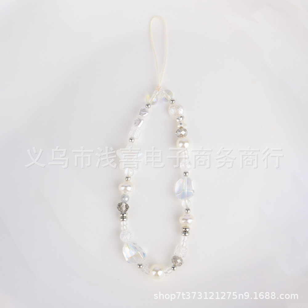 Yu Shuxin's same Instagram black and gray camellia, strawberry and cherry beaded retro mobile phone lanyard, ccd lanyard and camera lanyard Specification image