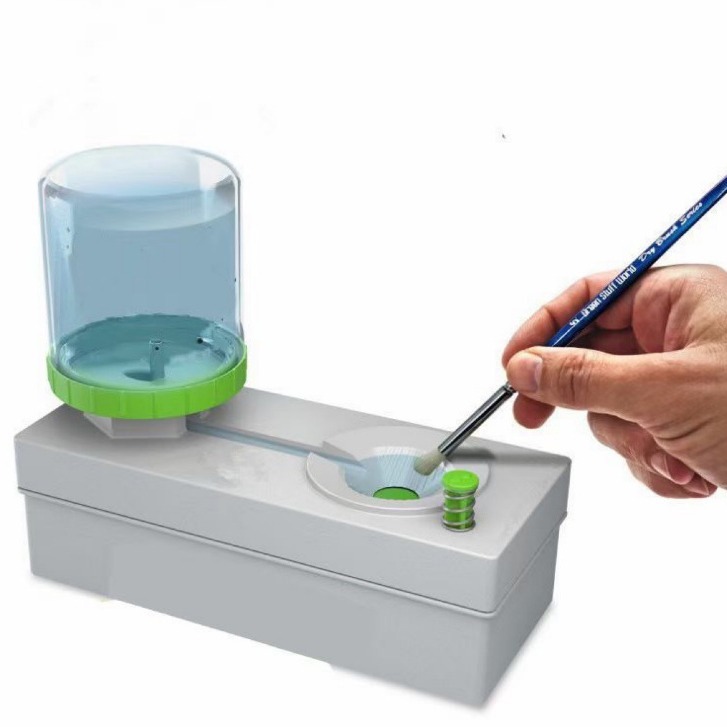 Brush and brush cleaner, clear water circulation scrubbing cleaner, brush washer, small toilet for washing brushes