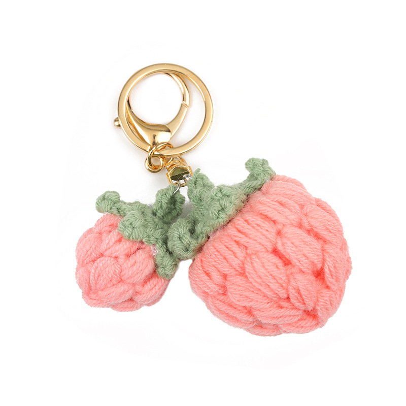 Moda creativa hecho a mano gancho tejido tejido suave accesorios clave dulce fruta forma llavero coche colgante Item Picture