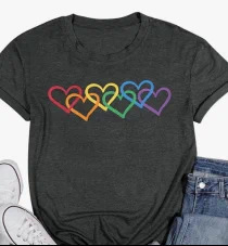 A heart-shaped printed cotton T-shirt for women in foreign trade on the cross-border e-commerce platform Yama Application Scenario