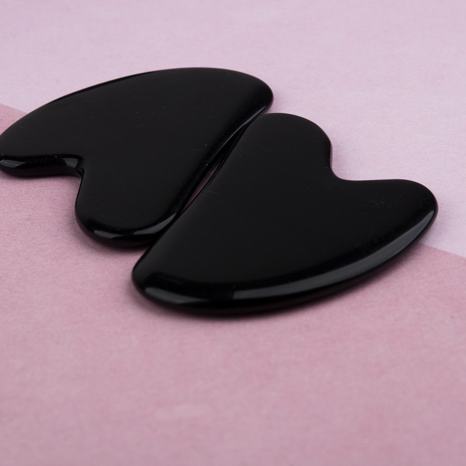 天然玉石黑曜石刮痧板面部脸部按摩工具经络拨筋棒心形刮板日常居家护理详情图4