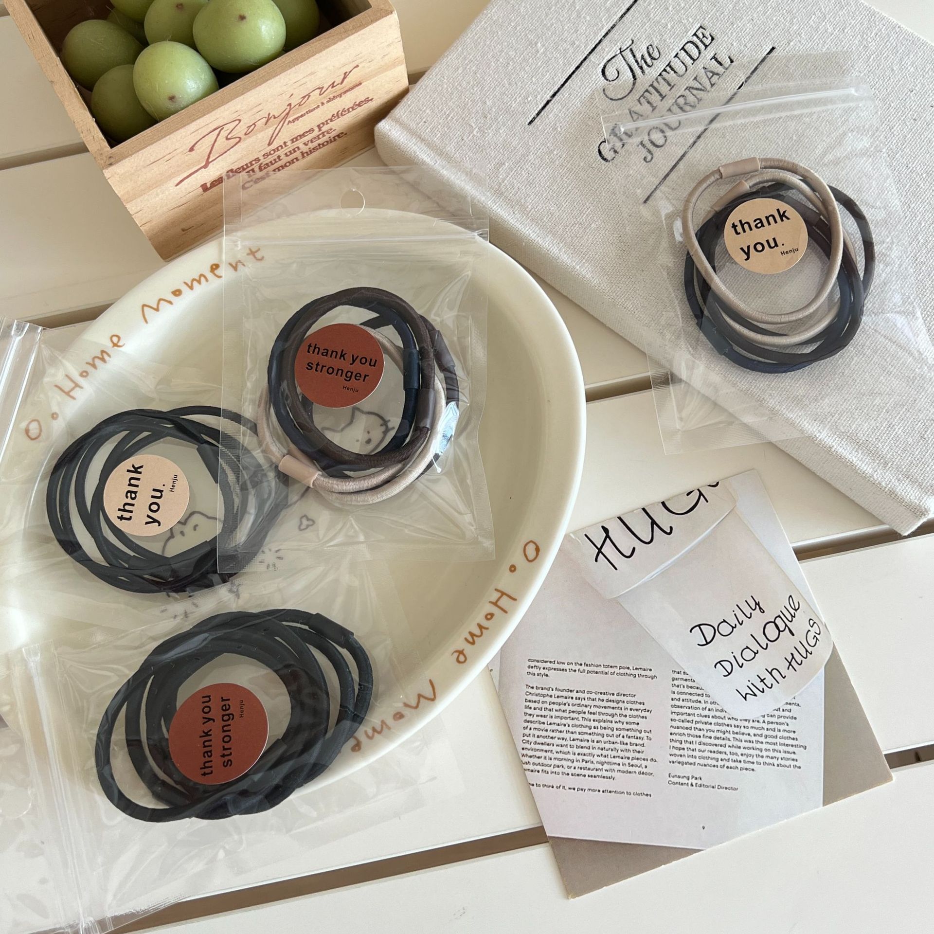 5-piece set ~ High-elasticity practical rubber bands that won't damage hair, hair ties that are basic and versatile for girls, telephone lines, hair bands, hair accessories Specification image