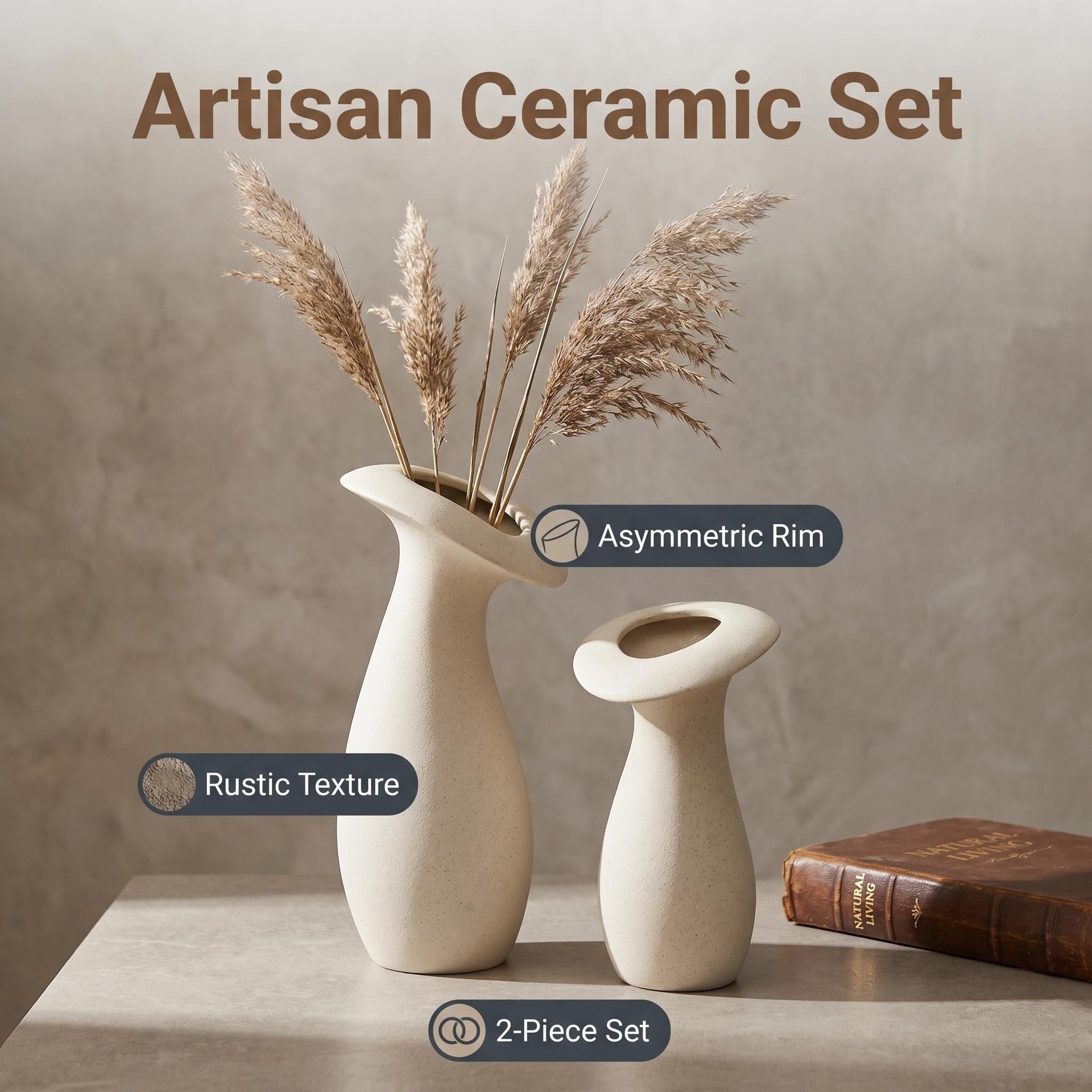 2026 New desktop entrance hall, living room ceramic vase decoration, high-end decorative item, ceramic vase, home decoration item Specification image
