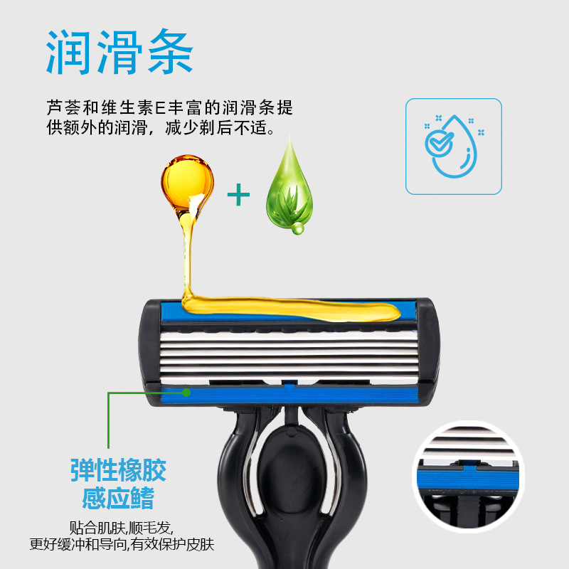 Cross-border new manual shaving knife Pearl Max Six-blade shaving head Men manual shaving knife details Picture